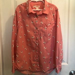 Girls Pink Bumblebee Button Down